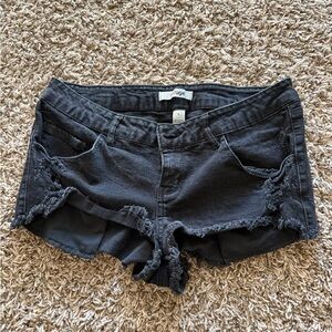 Refuge Frayed Charcoal Jean Shorts